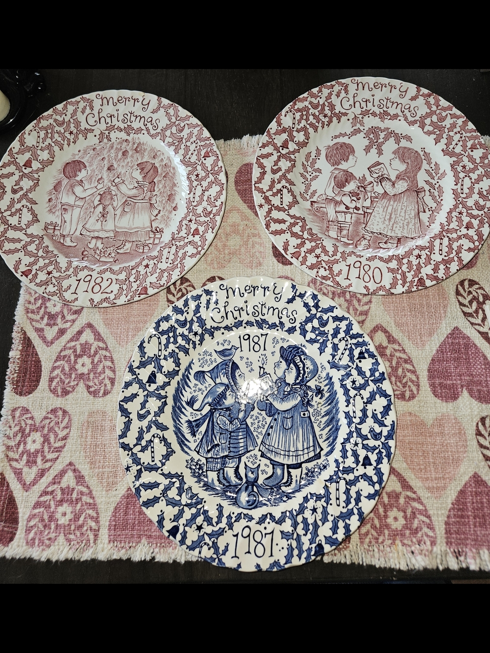 Lot of 3 Vintage Royal Crownford Christmas Plates 1980-1982-1987 Made in England